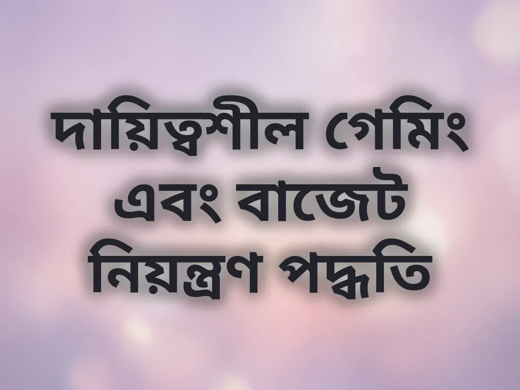 দায়িত্বশীল গেমিং এবং বাজেট নিয়ন্ত্রণ পদ্ধতি
